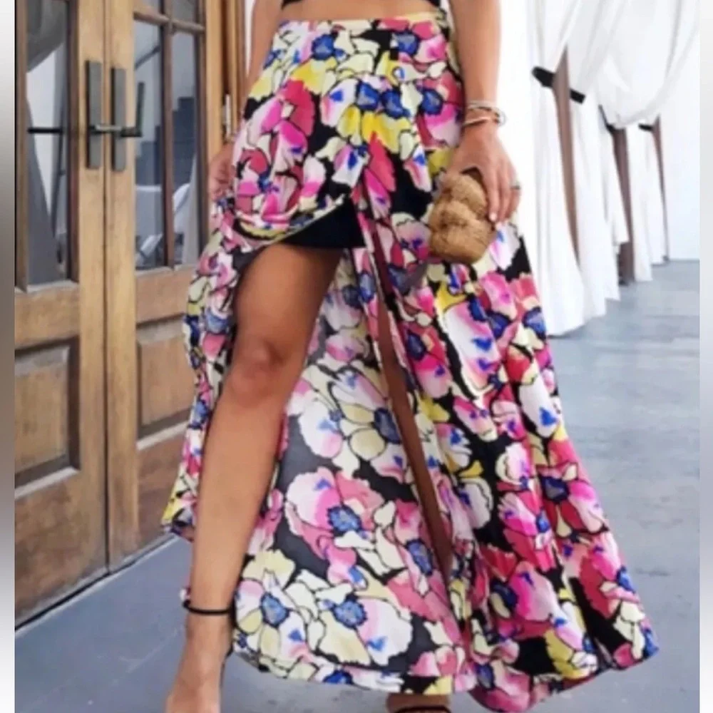 Free People Hot Tropics Floral Printed Maxi Skirt size 2 - Picture 2 of 8